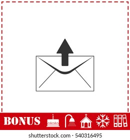 Mail arrow icon flat. Simple vector symbol and bonus icon