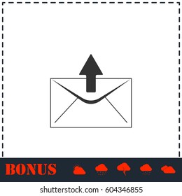 Mail arrow icon flat. Simple vector symbol and bonus icon