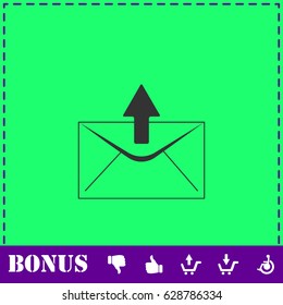Mail arrow icon flat. Simple vector symbol and bonus icon
