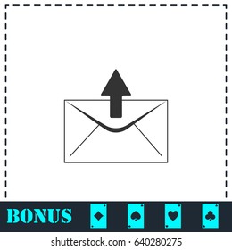 Mail arrow icon flat. Simple vector symbol and bonus icon