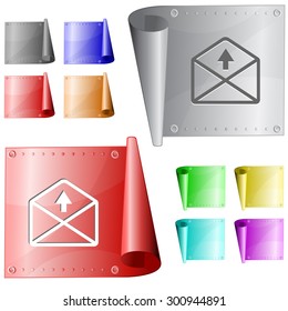 mail up arrow. Vector metal surface.