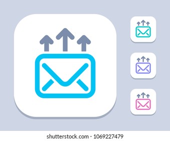 Mail and Up Arrows - Neon Duo Icons. A professional, pixel-aligned icon.