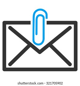 Mail Attachement vector icon. Style is bicolor flat symbol, blue and gray colors, rounded angles, white background.