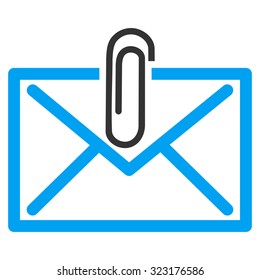 Mail Attachement vector icon. Style is bicolor flat symbol, blue and gray colors, rounded angles, white background.
