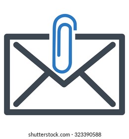 Mail Attachement vector icon. Style is bicolor flat symbol, smooth blue colors, rounded angles, white background.