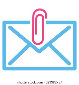 Mail Attachement vector icon. Style is bicolor flat symbol, pink and blue colors, rounded angles, white background.