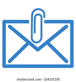 Mail Attachement vector icon. Style is flat symbol, cobalt color, rounded angles, white background.