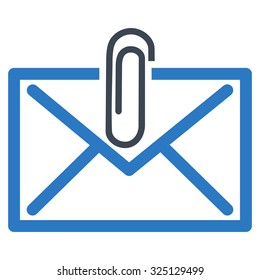 Mail Attachement vector icon. Style is bicolor flat symbol, smooth blue colors, rounded angles, white background.
