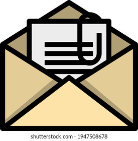Email Com Ícone De Anexo. Estrutura De Tópicos Em Negrito Editável Com Design De Preenchimento De Cor. Ilustração de vetor.