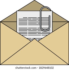 Mail With Attachment Icon. Editable Outline With Color Fill Design. Vector Illustration.