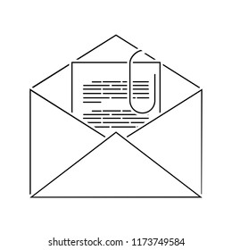 Mail with attachment icon. Thin line design. Vector illustration.