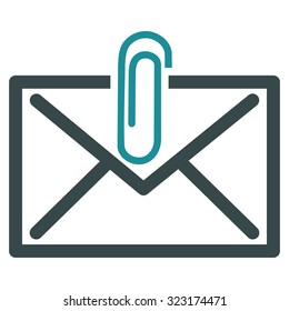 Mail Attachment vector icon. Style is bicolor flat symbol, soft blue colors, rounded angles, white background.