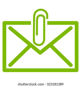Mail Attachment vector icon. Style is flat symbol, eco green color, rounded angles, white background.