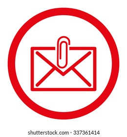 Mail Attachment vector icon. Style is flat rounded symbol, red color, rounded angles, white background.