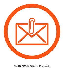 Mail Attachment vector icon. Style is flat rounded symbol, orange color, rounded angles, white background.