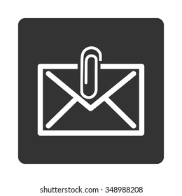 Mail Attachment vector icon. Style is flat rounded square button, white and gray colors, white background.