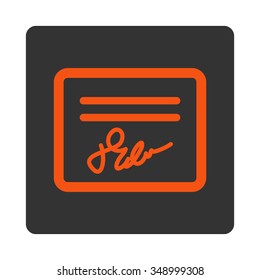 Mail Attachment vector icon. Style is flat rounded square button, orange and gray colors, white background.