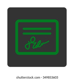 Mail Attachment vector icon. Style is flat rounded square button, green and gray colors, white background.