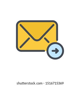Mail auto forward color line icon. Send email vector outline colorful sign.