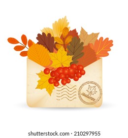mail with autumn leaves