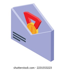 Mail benchmark medal icon isometric vector. Test quality. Strategic practice
