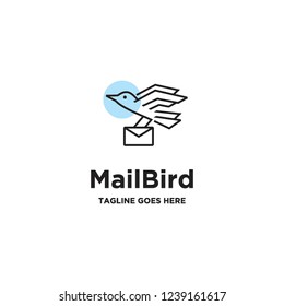 mail and bird logo icon vector