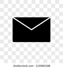 Mail black back envelope vector icon on transparent background, Mail black back envelope icon