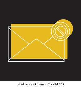 Mail block icon in doodle style vector illustration for design and web isolated on black background. Mail block vector object for label and advertising