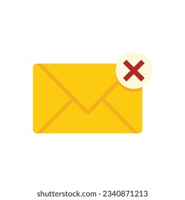 Mail blocked icon flat vector. Block email. Information envelope isolated
