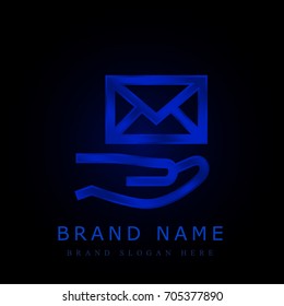 Mail blue chromium metallic logo
