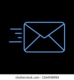 Mail blue glowing neon ui ux icon. Glowing sign logo vector