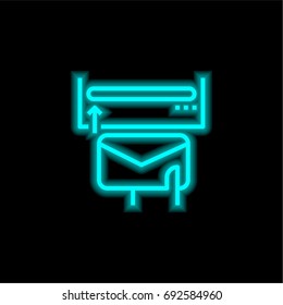 Mail blue glowing neon ui ux icon. Glowing sign logo vector