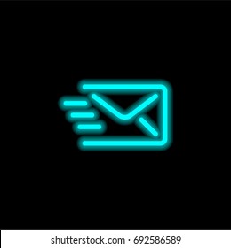 Mail blue glowing neon ui ux icon. Glowing sign logo vector
