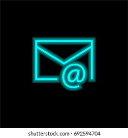 Mail blue glowing neon ui ux icon. Glowing sign logo vector