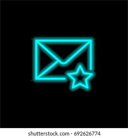 Mail blue glowing neon ui ux icon. Glowing sign logo vector