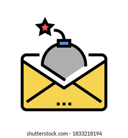 mail with bomb color icon vector. mail with bomb sign. isolated symbol illustration