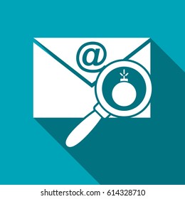 mail bomb flat icon. explosive device in the envelope vector illustration