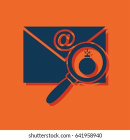 mail bomb flat icon. explosive device in the envelope vector illustration