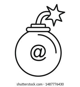 Mail bomb icon. Outline mail bomb vector icon for web design isolated on white background