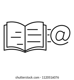Mail book icon. Outline illustration of mail book vector icon for web design isolated on white background