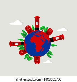 Mail box around the world vector illustration for World post day design.