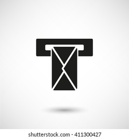 Mail box - black vector  icon with shadow
