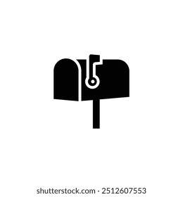 Mail box black and white flat vector icon design. Mail box symbol and clip art