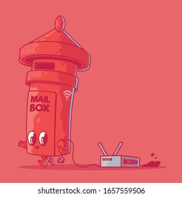 Ilustración vectorial de caracteres del cuadro de correo. Tecnología, Internet, concepto de diseño wifi