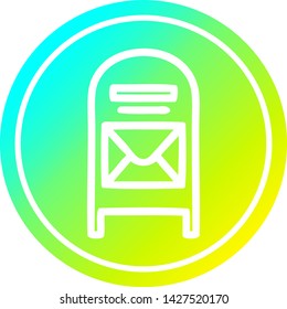 icono circular de cuadro de correo con acabado degradado fresco