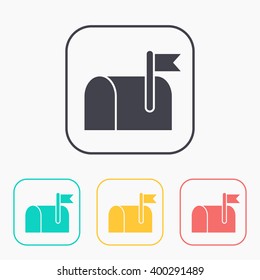 Mail box color icon set 