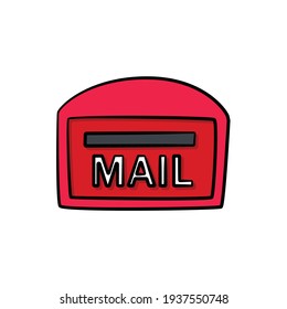 Mail box in drawing style isolated vector. Hand drawn object illustration for your presentation, teaching materials or others.