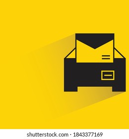 mail box drop shadow on yellow background