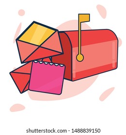 Mail box with an envelope. Vector modern line design illustration