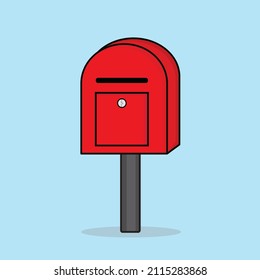 Mail Box Flat Vector, Post Office Box, Letter Box Full With Document Envelope Flat Vector Design Illustration 